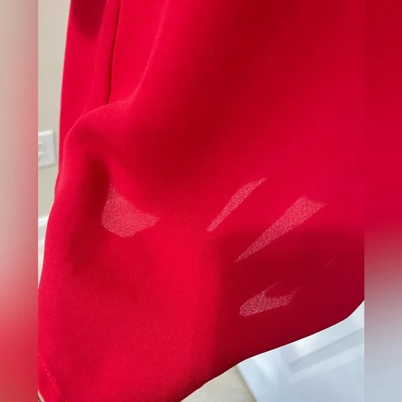 New York & Company Red Button Down Shirt Notched Collar - Picture 5 of 8